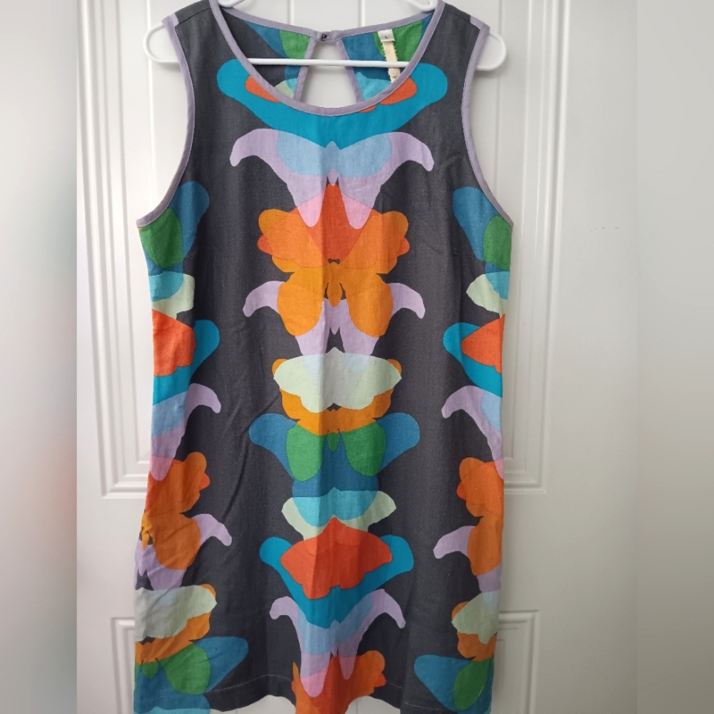 Uncle Frank Gray Mini Dress with Multicolor Abstract Print